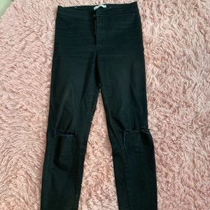 High Wasted Black Jeans w/ Slits on knees